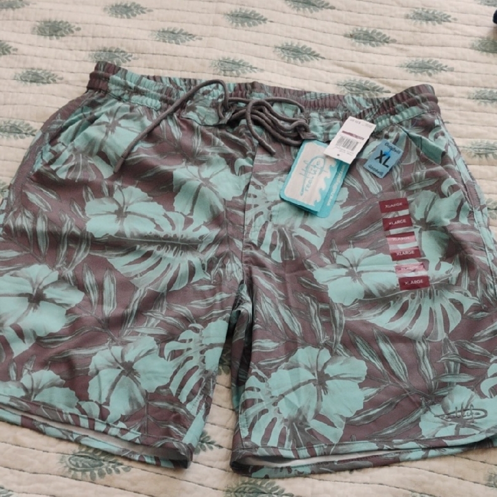 ReelLife Blue and Gray Board Shorts Quick-Dry Swimwear